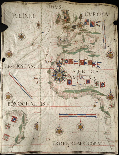 Portolan chart of Europe, Western Africa, and part of the coast of Braxil